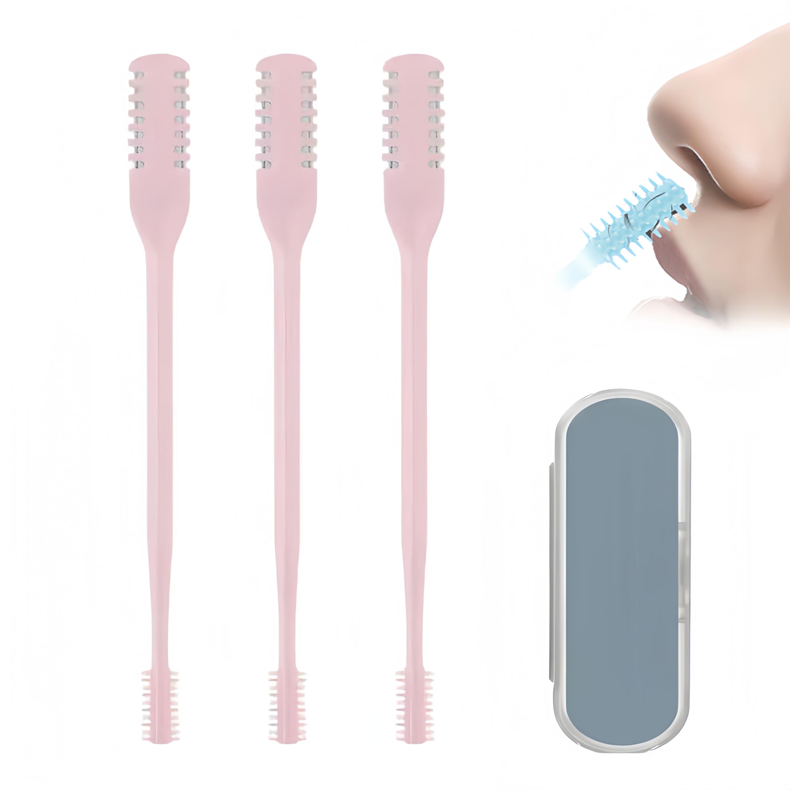 Nasal Hair Cutter, 2026 Upgraded 360° Double Sided Portable Nose Hair Trimmer for Women Men, Travel Essentials Washable Nose Hair Remover Grooming Tool (3 Pcs Pink)