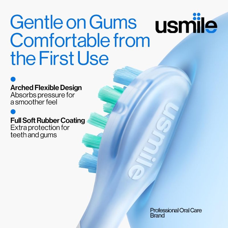 Usmile P10S Sonic Electric Toothbrush - 3 Cleaning Modes, 180-Day Battery Life, Sensitive Teeth Care, 2 Brush Heads (White)