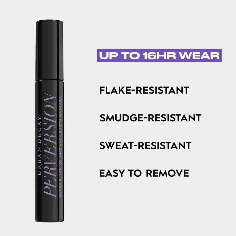 Urban Decay Perversion Mascara - Black Volumizing & Lengthening, Smudge-Resistant, 16HR Wear, Vegan Formula
