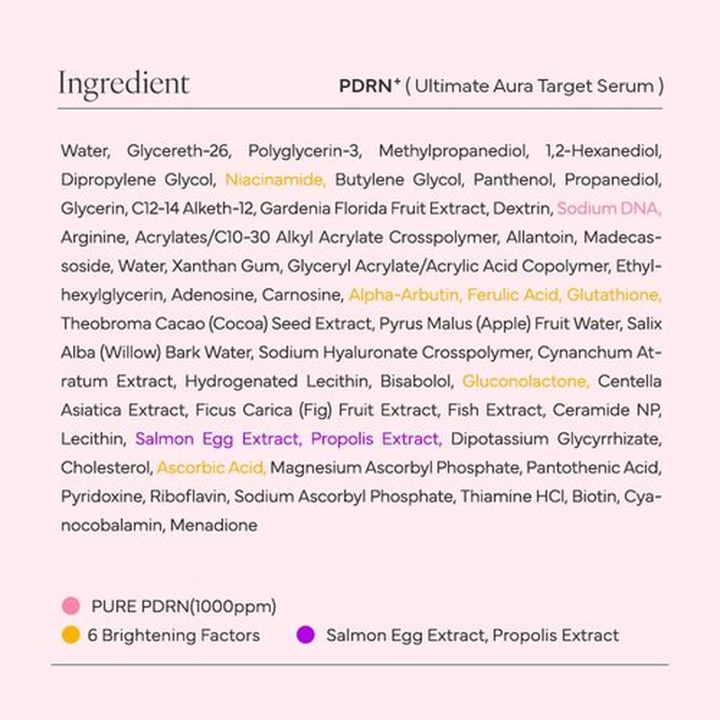 SAM'U PDRN Ultimate Aura Target Serum - PDRN Salmon glow serum with Glutathione, Vitamin C & Niacinamide, Korean Skin Care