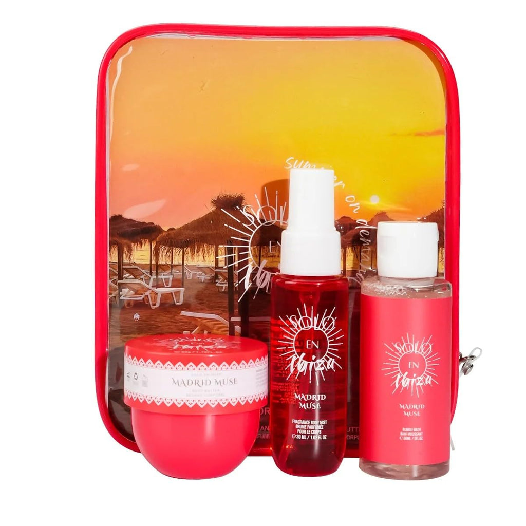 Madrid Muse Bath and Body Gift Set, Plum Vanilla Fragrance, 3-Piece with Body Mist, Body Butter and Bubble Bath