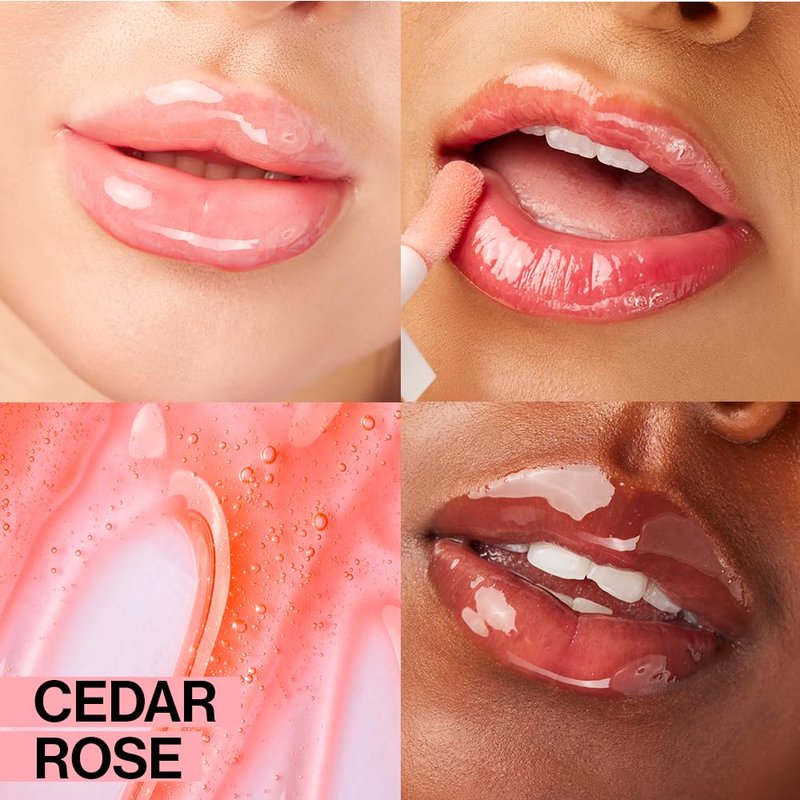 wet n wild Lip Oil - Lightweight, Non-Sticky, Hydrating & Nourishing Formula with Marula & Jojoba Oils, Vegan & Cruelty-Free - Cedar Rose (Pack of 2)