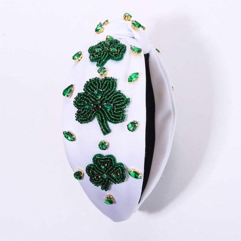 MOLOCH St.Patrick's Day Headband for Women St.Patrick's Day Beaded Leaf Headband Crystal Green Lucky Shamrock Hairband Irish Outfit St.Patrick's Day Hair Accessories