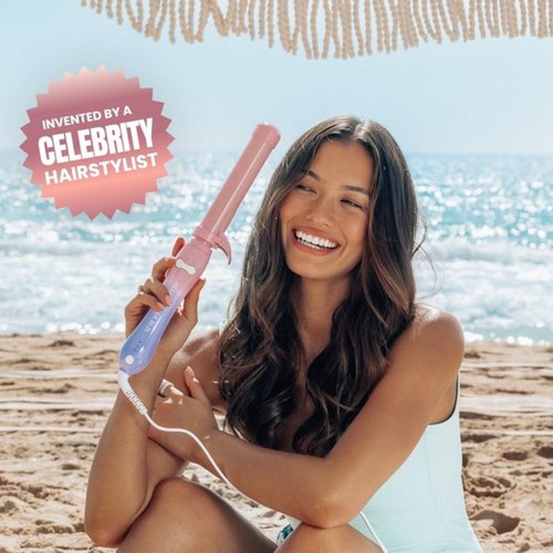 Beachwaver Co. B1.25 Rotating Curling Iron - Pink Sunset | Automatic 1.25-Inch Ceramic Barrel for Medium-to-Long Hair | Travel-Friendly, Auto Shut-Off
