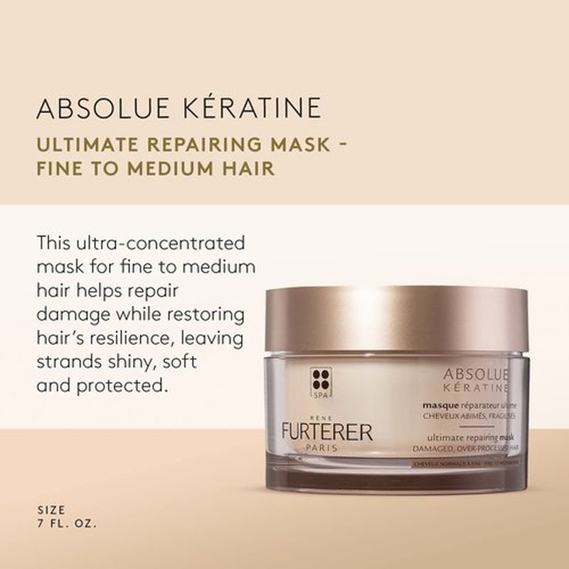 Rene Furterer ABSOLUE KERATINE Regenerating Mask - Repair Damaged Fine to Medium Hair - Restore Shine & Strength