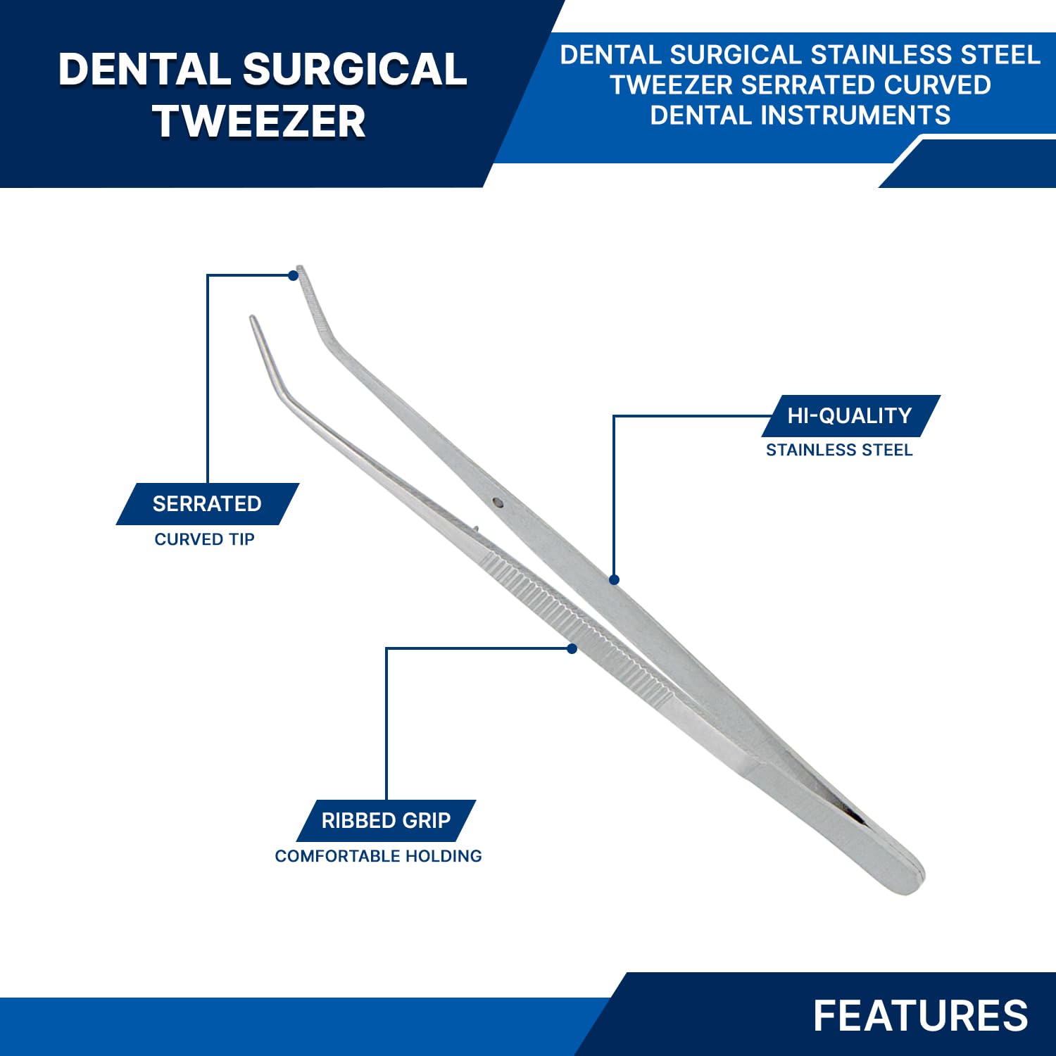Stainless Steel Tweezers, with Curved Serrated Tip Multipurpose Tweezers Sewing Machine Tweezers Forceps for Craft Repairing (10)