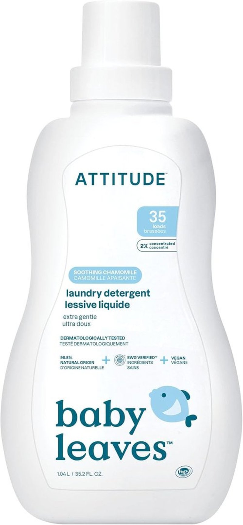 ATTITUDE Baby Laundry Detergent - EWG Verified Plant-Based Formula with Soothing Chamomile | 35 Loads, 35.5 Fl Oz