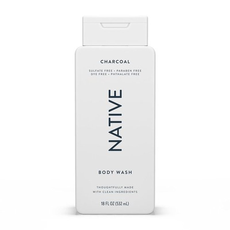 Native Body Wash - Naturally Derived Ingredients | Sulfate, Dye & Paraben Free | Charcoal, 18 oz for Soft, Hydrated Skin