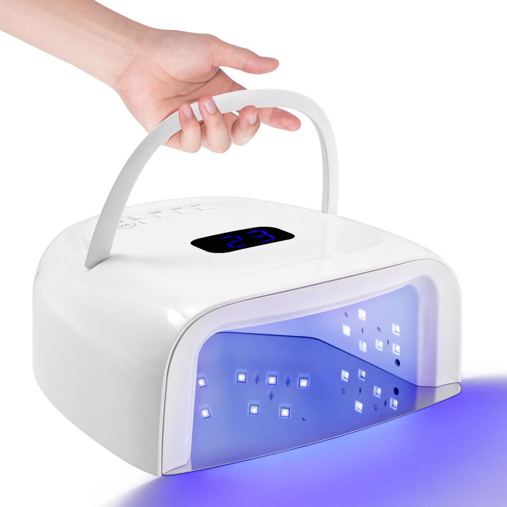 UV LED Nail Lamp, 60W Cordless Nails Lamp Professional LED Nail Light for Gel Nails Nail Dryer with 42 Beads, Perfect for Salon Manicure, Pedicure(White)