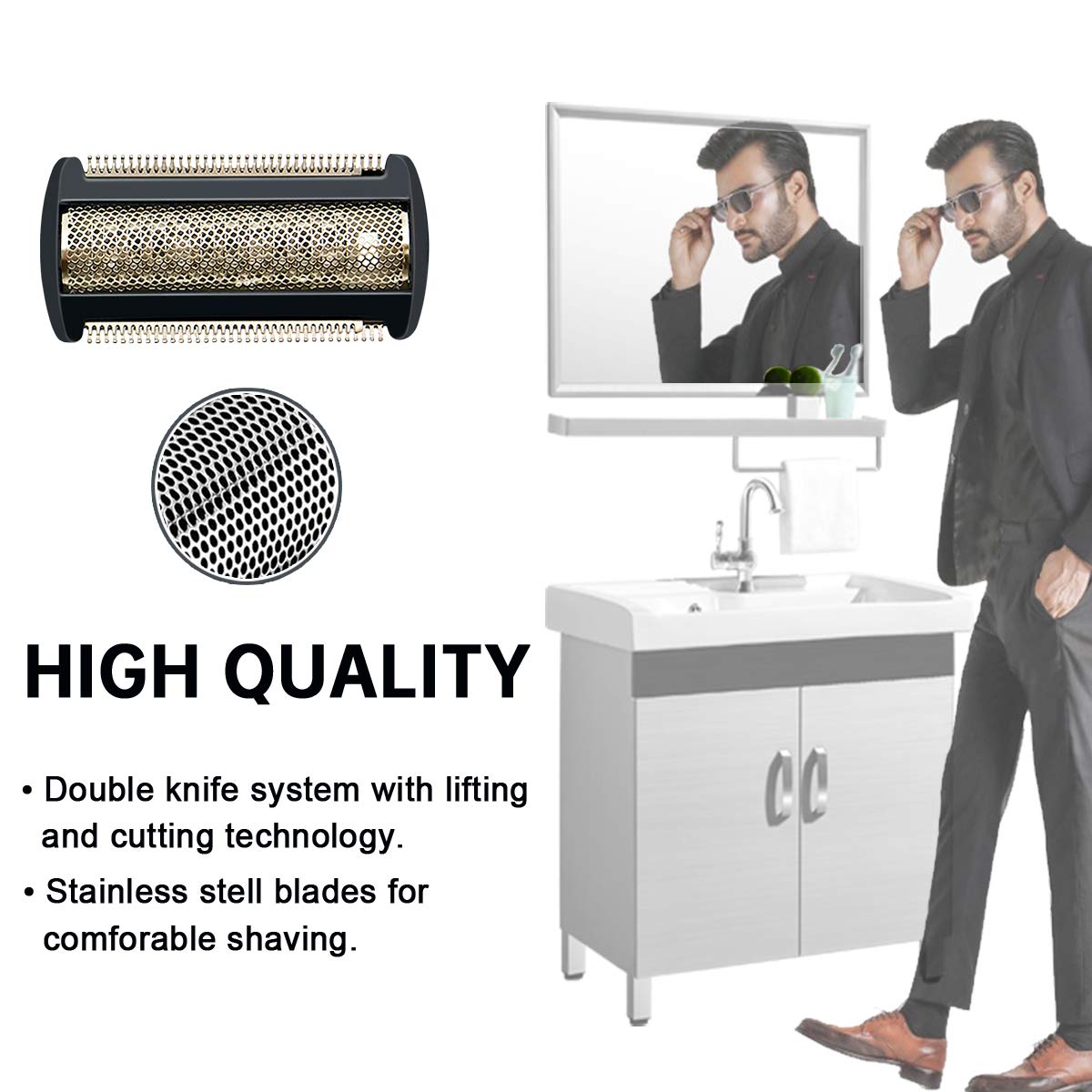 WuYan Replacement Shaver Foil Head for Philips, Trimmer Shaver Head Foil Replacement Compatible for Philips Bodygroom BG2024 BG2025 BG2026 BG2028 BG2036 BG2038 BG2040