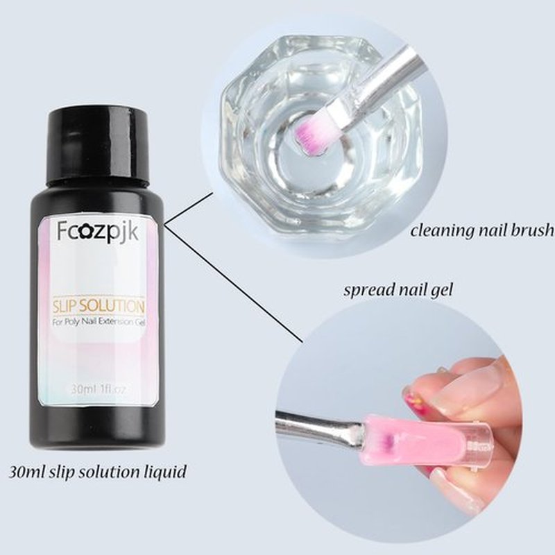 Fcozpjk Poly Extension Gel Nail Kit, Clear White Pink With Slip Solution Dual Builder Nail Forms, Clips for Poly Gel, Starter Kit for Home Manicure Set, Nude