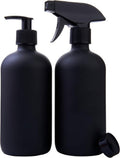 Boston Round Glass Bottles - 16oz Reusable Spray & Soap Dispenser Set of 2 | Ideal for Cleaning