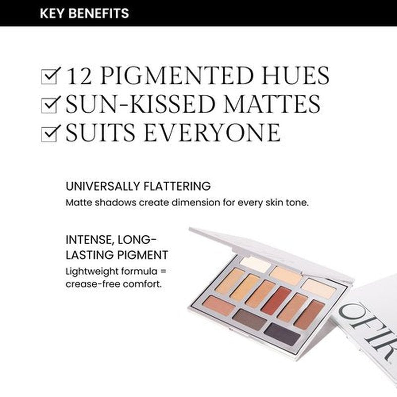 OFIR Eyeshadow Palette - 12 Matte Shades with Buildable Pigment | Talc-Free, Lightweight Makeup (Dune Matte)