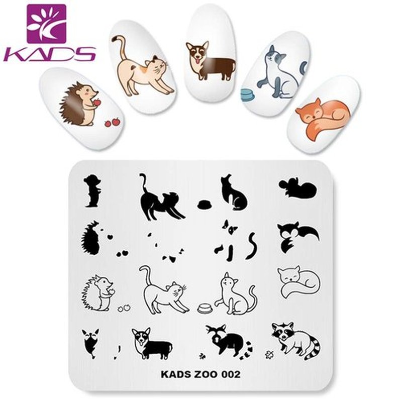 KADS Nail Art Stamp Plate Cute Animal Series Nail stamping plate Template Image Plate Nail Art DIY Decoration Tool Butterfly Dog Fox