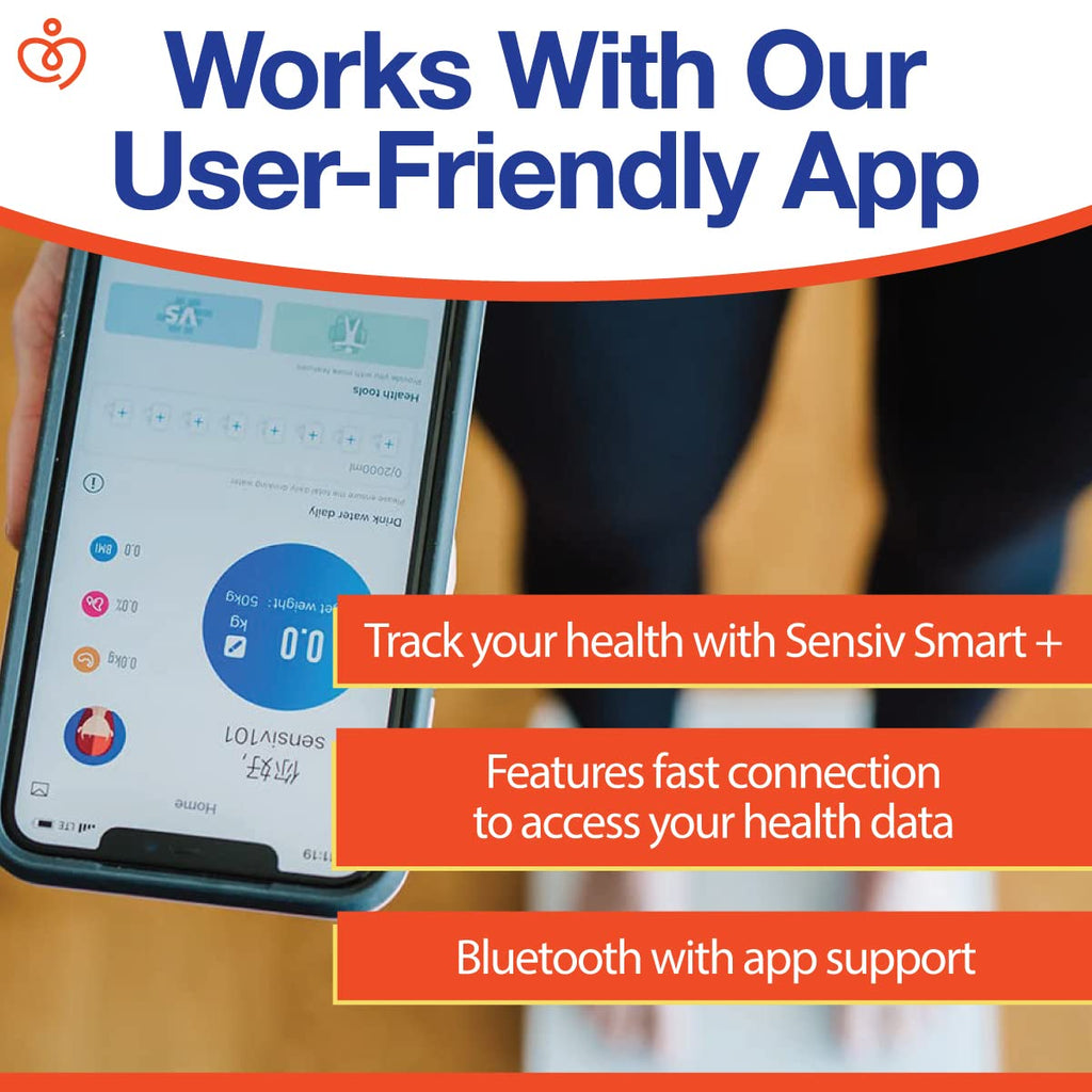Sensiv Body Analyzer Bluetooth Smart Scale - Tracks and Records 10 Measurements - User-Friendly, app - Sleek, Stylish Design