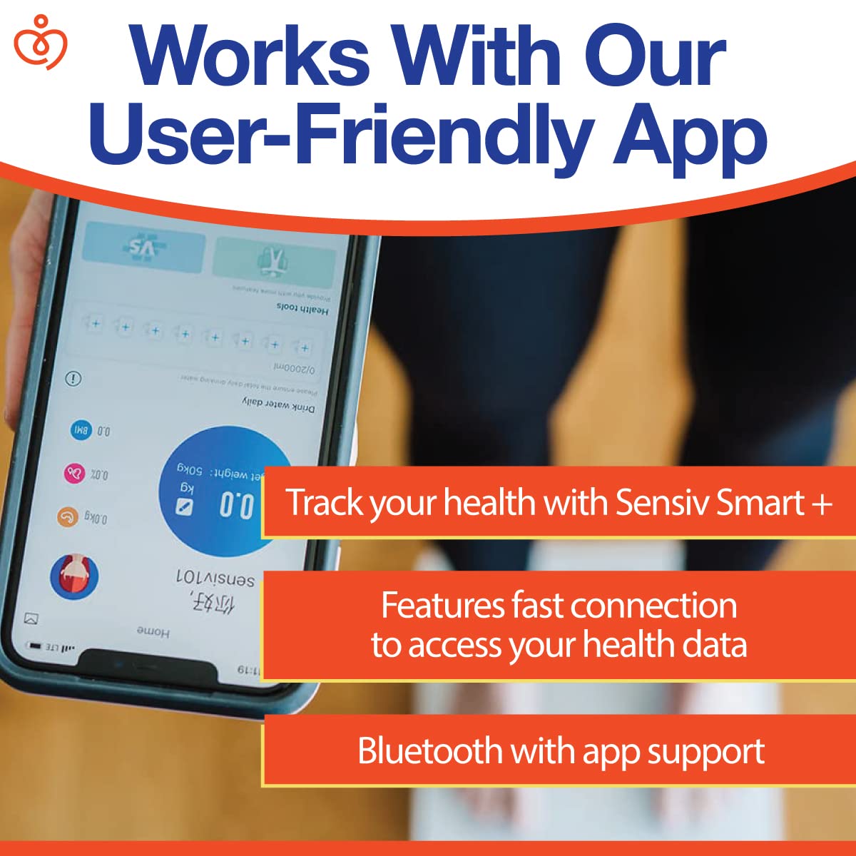 Sensiv Body Analyzer Bluetooth Smart Scale - Tracks and Records 10 Measurements - User-Friendly, app - Sleek, Stylish Design