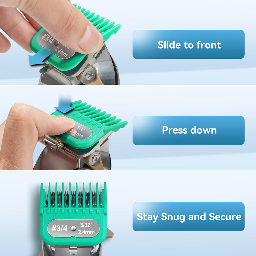 Clipper Guards Set Fits for Most Wahl Clippers and FX870, Color Coded Clipper Guides Replacement - 1/16" to 1", 12 Piece Set