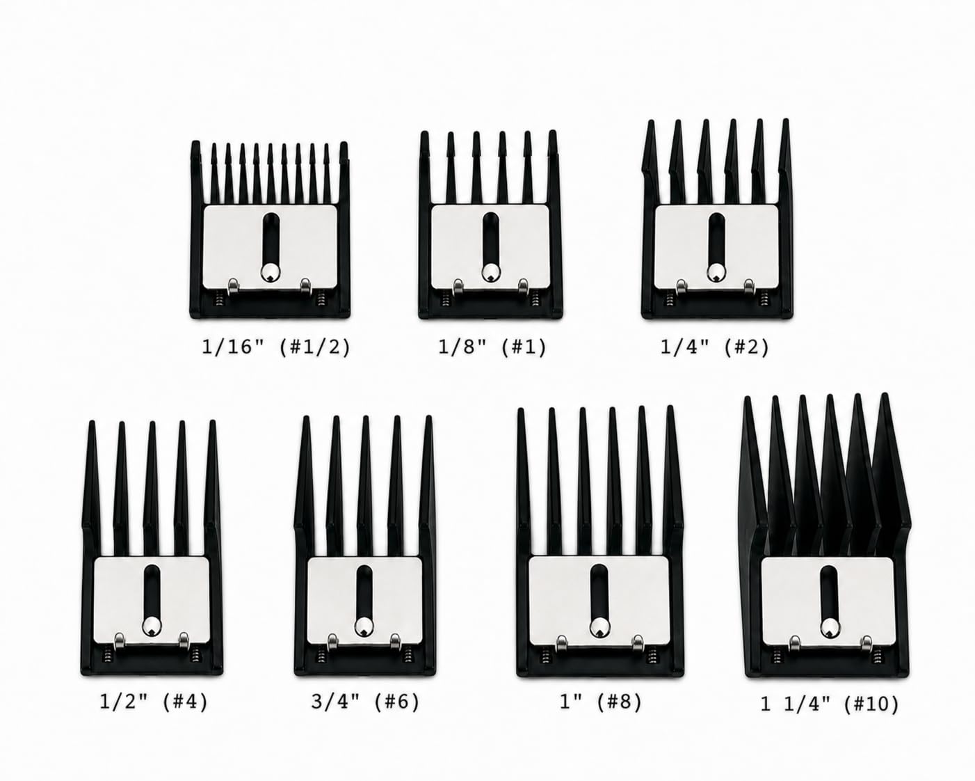 Miaco 7 Piece Universal Clipper Guide Comb Guard Set Compatible with Full Size Clippers Oster Classic 76, Oster A5, Andis AG, Andis BG, Wahl Senior