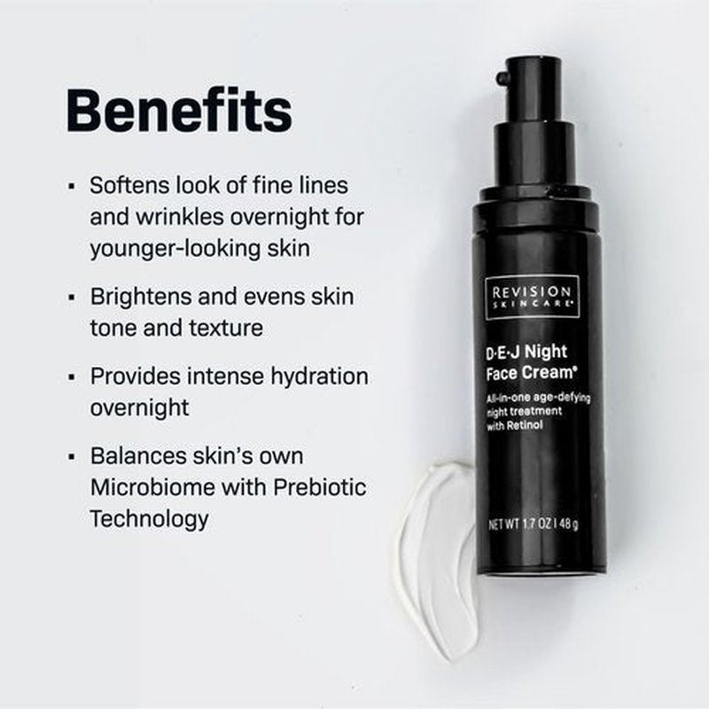 Revision Skincare D·E·J Night Face Cream®, Anti Aging Moisturizer, Antioxidant Rich with Retinol and Bakuchiol, 0.5 oz