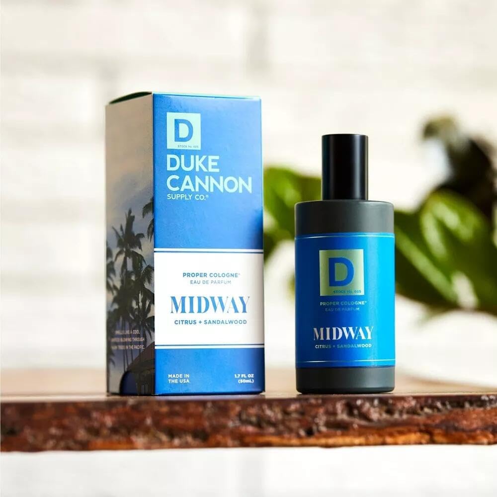 Duke Cannon Proper Cologne Midway | Men's Eau de Parfum | Citrus and Cedarwood | Fresh, Woodsy, Long-Lasting Scent | 1.7 fl oz