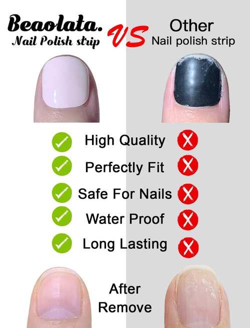 Beaolata Nail Polish Strips, 32PCS Salon Quality Wraps, Long Lasting Gel Nail Stickers for Women Easy Apply& Remove (Sweet Pink)