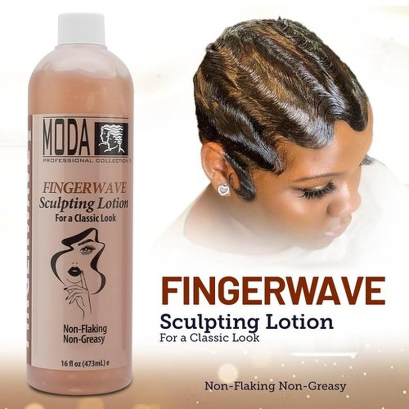 MODA Finger Wave Sculpting Lotion - Non-Greasy Curl Cream for Curly Hair, Lasting Hold - 16 Oz