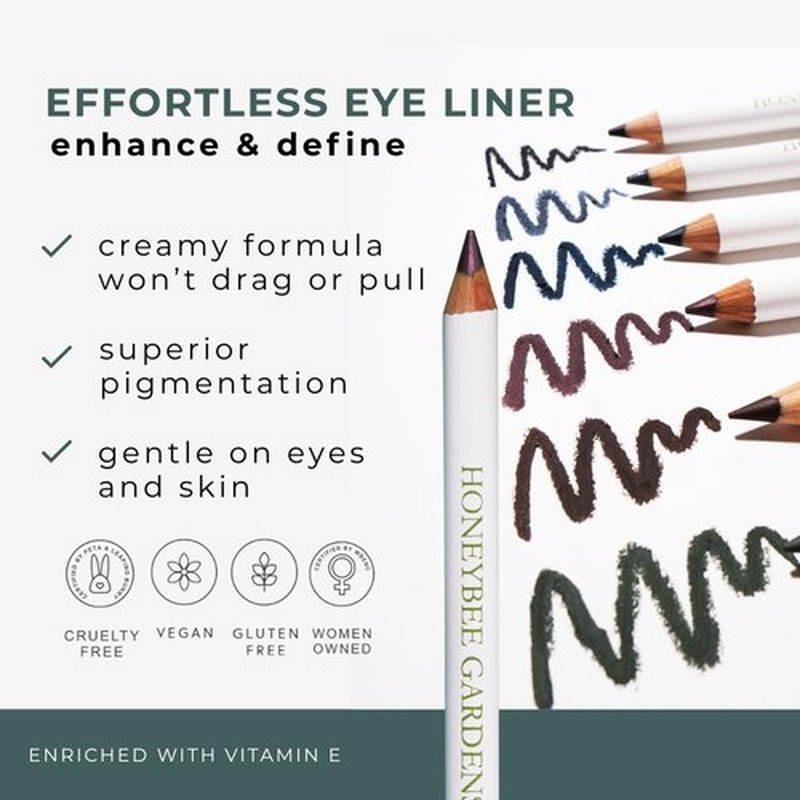 Honeybee Gardens Effortless Eyeliner Pencil - Belgian Chocolate Brown, Smooth & Long-Wearing, Vegan