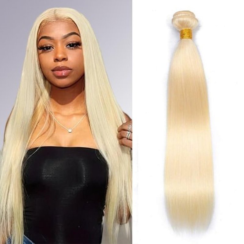 613 Bundles Human Hair 22 Inch Straight Blonde Bundles Human Hair 100% Unprocessed 12A Grade Brazilian Virgin Raw Hair Quick Weave 1 Bundles 100g Hair Extensions for Women