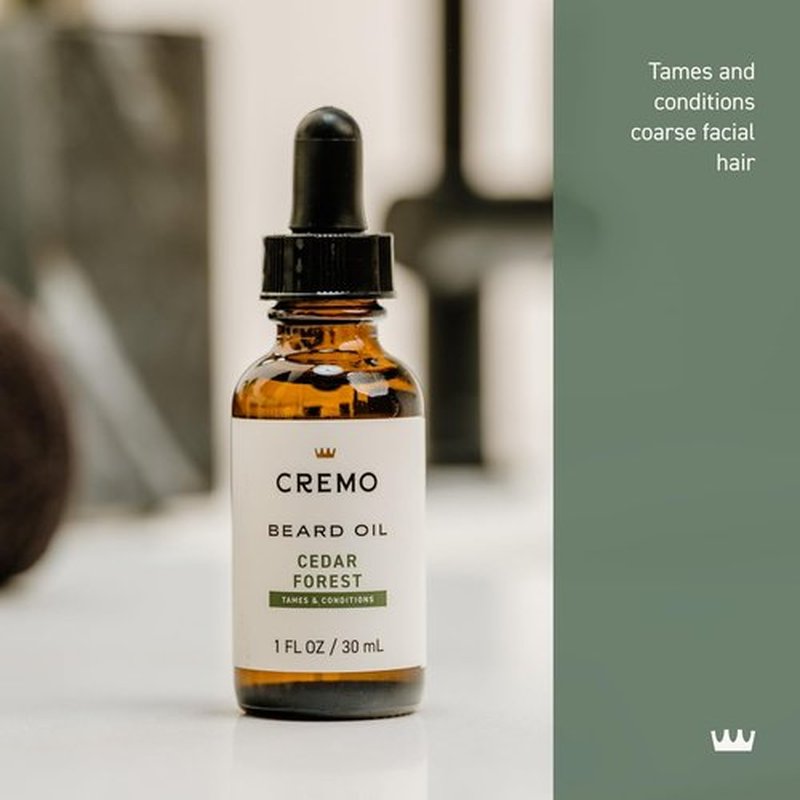 Cremo Beard Oil - Revitalizing Cedar Forest | 1 Fl Oz - Restore Moisture & Soften Beard, Relieve Itch