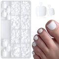 AddFavor 240pcs White Press on Toenails for Women Toe Press on Nails Square Toe Nails Press ons Fake Toe Nail Tips 12 Sizes White Toenails Press on Artificial Fake Toenails with Adhesive Tabs Glue