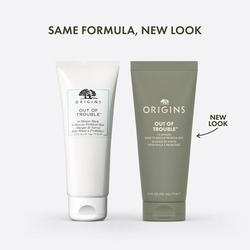 Origins Out Of Trouble Mask - Rescue Problem Skin | Absorbs Oil & Smooths Texture | Zinc & Sulfur, 2.5 Fl Oz