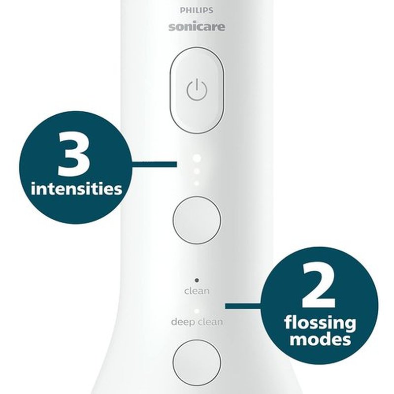 Philips Sonicare Cordless Power Flosser 3000 - Innovative Quad Stream Water Flosser | 2 Modes, 3 Intensity Levels, Ergonomic Design, White