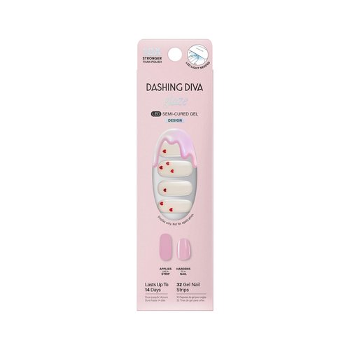 Dashing Diva Valentine Glaze Nail Strip Set - It's Fate - Long Lasting, Chip Resistant, Semi-Cured Gel Nail Strips - Valentines Gel Set - 4-Piece Manicure Kit with 32 Strips