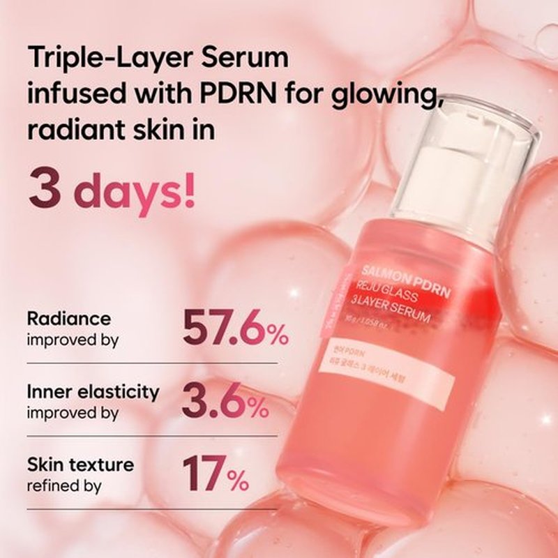Saekdong Seoul Salmon PDRN Reju Glass 3-Layer Serum, Radiance & Firming Facial Serum with 1% PDRN, Niacinamide, Collagen, Hyaluronic Acid, 30g (1.06 fl oz)