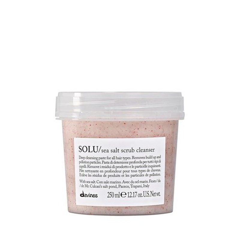 Davines SOLU Sea Salt Scrub Cleanser - Gently Removes Residues for Normal to Heavily-Styled Hair | 8.45 Fl Oz