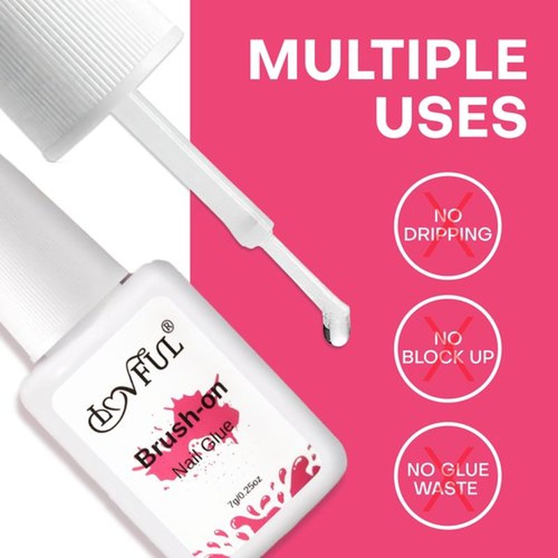 LOVFUL Extra Srong Brush on Nail Glue for Press Ons, Super Strength Nail Adhesive for Acrylic Press on Nails Tips - Salon Quality, Quick Drying, Long Lasting, Easy&Precise Application(7g/0.25oz)