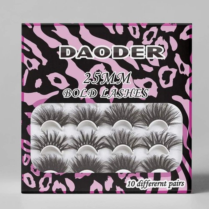 DAODER False Eyelashes 25MM Mink Lashes Dramatic Look Fluff Long Fake Eyelashes Wispy 25mm False Lashes Strip 10 Variety Pairs Mixed for Halloween Bold Makeup