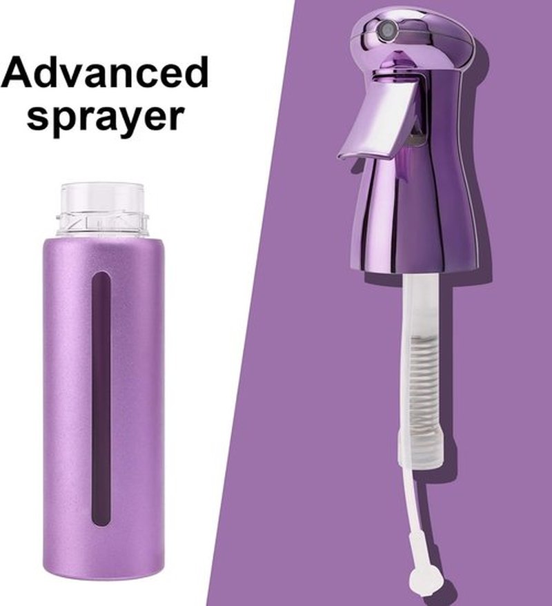 Salon Style Fine Mist Hair Spray Bottle - 10 Oz Luminous Aerosol-Free Water Sprayer for Hairstyling & Cleaning - Purple