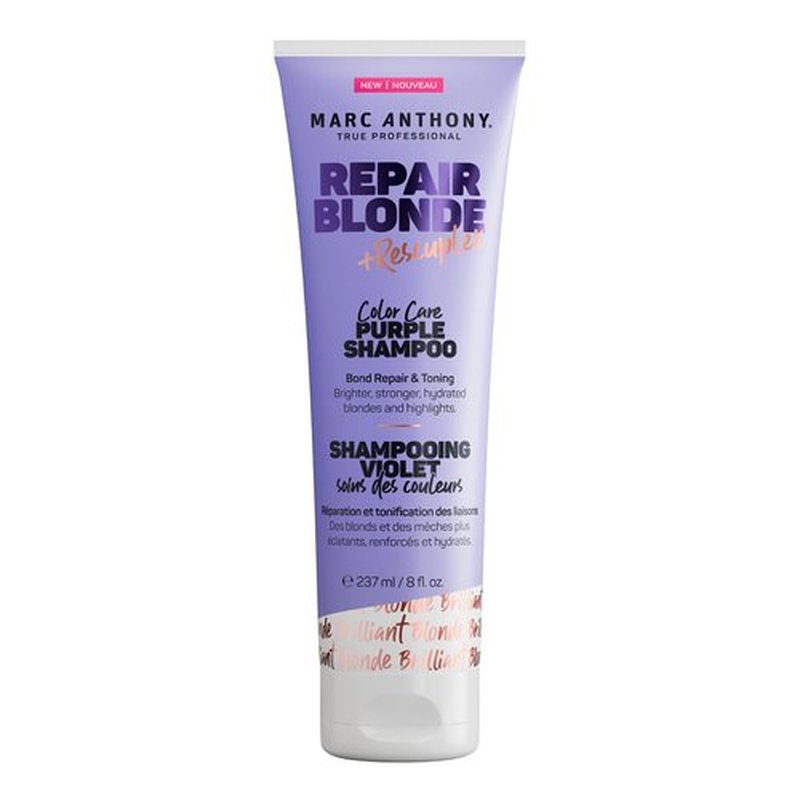 Marc Anthony Bond Repair Purple Hair Shampoo for Blonde & Grey Hair, Blonde Repair - Color-Safe Toning Hair Shampoo Neutralizes Yellow, Brassy Tones & Repairs Weak Broken Bonds