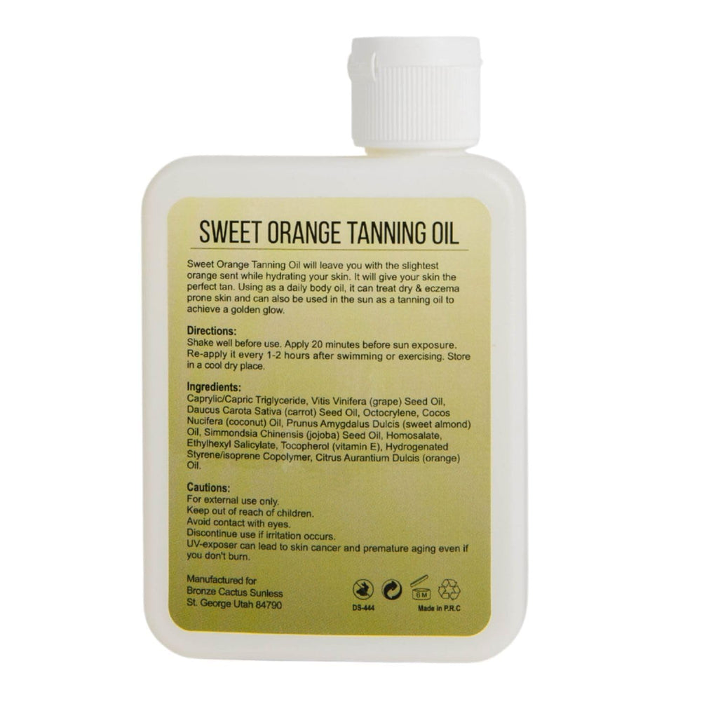 Bronze Cactus Sweet Orange Tanning Oil SPF 15 – Radiant, Hydrating Sun Oil | Vegan, Dermatologist Tested | Broad Spectrum UVA/UVB Defense | Vitamin E & Natural Seed Oils for Smooth Skin Glow 3.4fl.oz