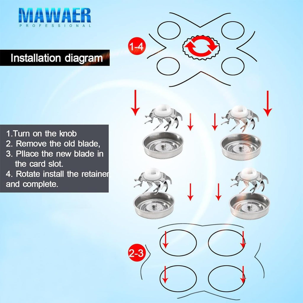 MAWAER 8 PCS Head Shaver Replacement Blades for Skull Shaver Pitbull Carver PRO 4 Head Electric Razor Replacement Head