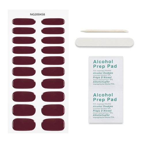 JMEOWIO Gel Nail Stickers Wine Red Semi Cured Gel Nail Strips Wraps UV/LED Nails Art Design Decoration Accessories