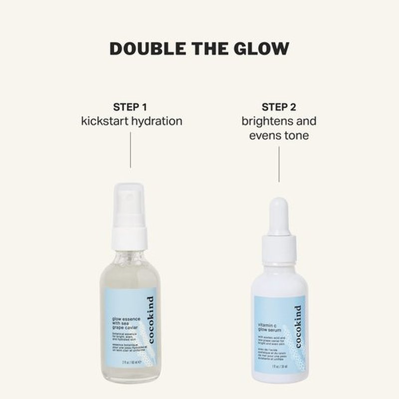 Cocokind Vitamin C Glow Serum with Azelaic Acid and Sea Grape Caviar for Bright and Even Skin, 1 Fl Oz