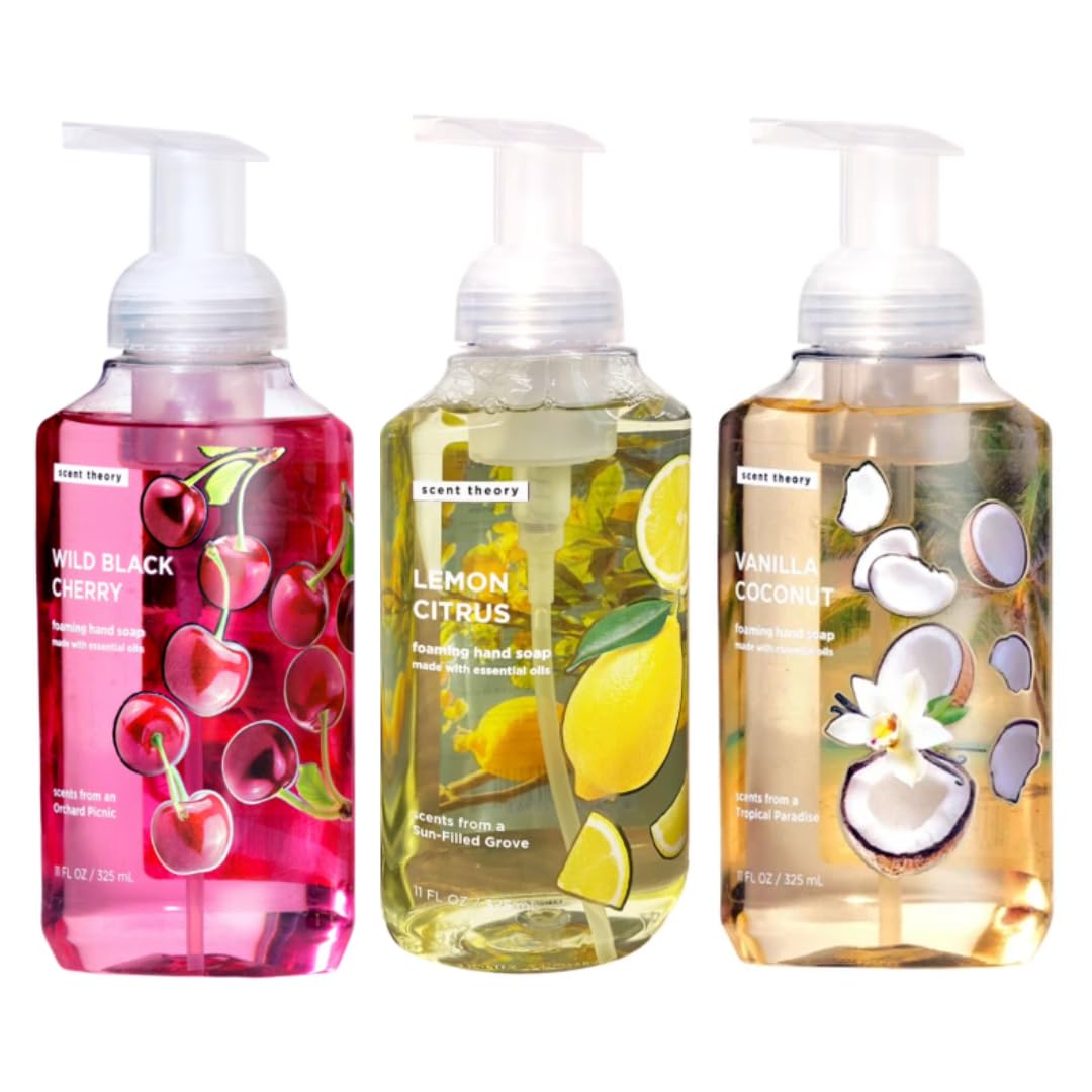 Scent T'heory Foaming Hand Soap, Wild Black Cherry, Lemon Citrus, Vanilla Coconut 11 fl oz - 325 mL (3 Pack)