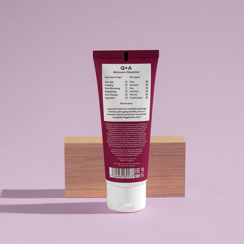 Q+A Hyaluronic Acid Daily Moisturizer - Hydrating Face Cream with Polyglutamic Acid | 75ml, Fragrance-Free Skincare for Soft, Even Skin