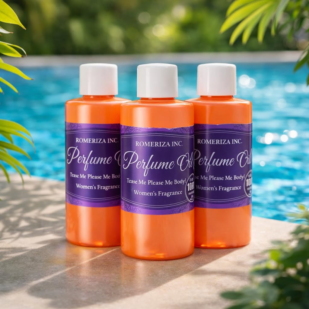 ROMERIZA INC. 1 Fl Oz Tease Me Please Me Women's Fragrance Oil Our Interpretation, Uncut Oil-based Perfume With Clean And Fresh Scent, Daily Scent, Multi-use For Women