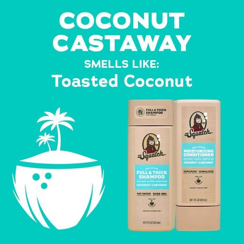 Dr. Squatch Men's Shampoo and Conditioner Set - Natural Coconut Castaway for Fuller Hair | 11 fl oz, 2-Pack