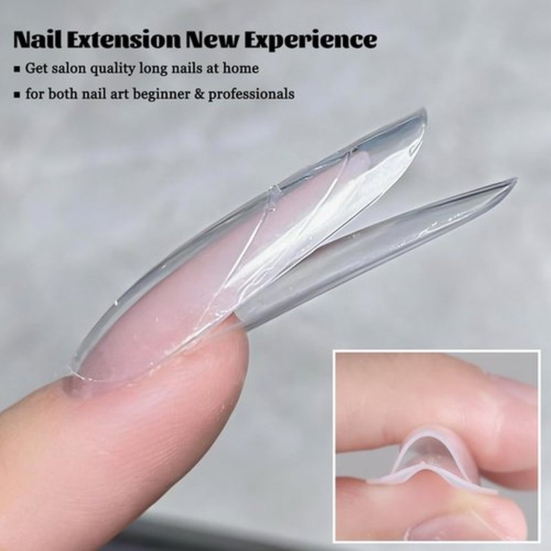 Fcozpjk Sandwich Dual Nail Forms for Builder Gel, 180PCS Nail Forms with Brush Pen File Polygel Extension Tools Kit Top & Bottom Dual Form System Guide Lines Tips Professional Manicure Supply (Almond)