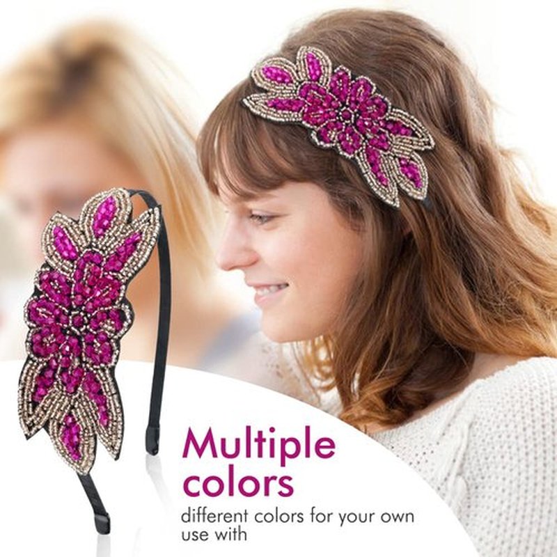 inSowni 8 Pack Multi Color 1920s Hair Accessories Beaded Flower Headbands Rhinestone Elastic Hair Hoops for Women Girls