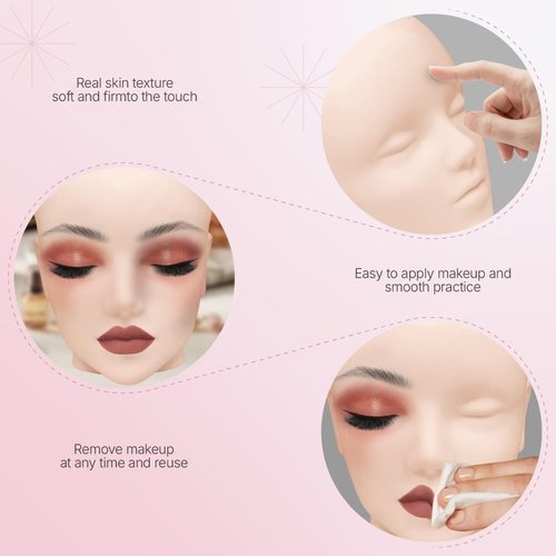 Mannequin Head for Wig Making,Styling and Display,Pro Practice Training Head for Make Up and Lash Extention,Cosmetology Face Head,2-in-1 Multifunctional Wig Head (Beige,22 Inch)